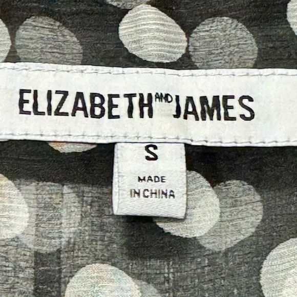 Elizabeth and James 100% Silk Black and White Polka Dot Button Front Blouse Top - Picture 11 of 15